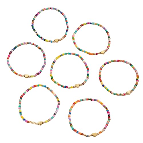 YUGSHNKFC 7 Braccialetti Elasticizzati con Perline per Donna Set Gioielli Elastici Regolabili Collezione Braccialetti Elastici con Perline Colorati Eleganti Impilabili