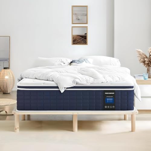 Image of Coolvie 14 Inch King Mattress - Medium Plush Feel Hybrid Mattress | Reinforced Edge Support, Pressure Relief for All Sleepers, King Size Euro Top Mattress in a Box with Certified Safe Foam
