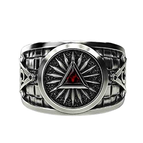 Bague maçonnique pour hommes, Bague Franc-Maçon Triangle de Cristal, Anneaux maçonniques de...