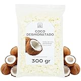 Coco Deshidratado con Azucar 300 gr - Coco Seco Cortado en Dados - Fruta Deshidratada - Ideal para Reposteria y Snacks - Sin Gluten (300 gr, Coco)