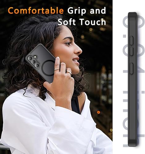 Image of Elzzi Magnetic Compatible with Samsung S23 Plus (Compatible with MagSafe) Translucent Shockproof, Anti-Fingerprint Phone Case, Black