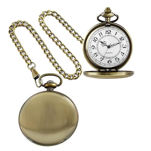 Image of Smooth Pocket Watch Alloy Steel Quartz Roman /Arabic Numerals with 37cm Chain for Father's Day Xmas Best Gifts