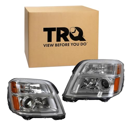 Image of TRQ Driver and Passenger Side Headlight Assembly Set Compatible with 2010-2015 GMC Terrain