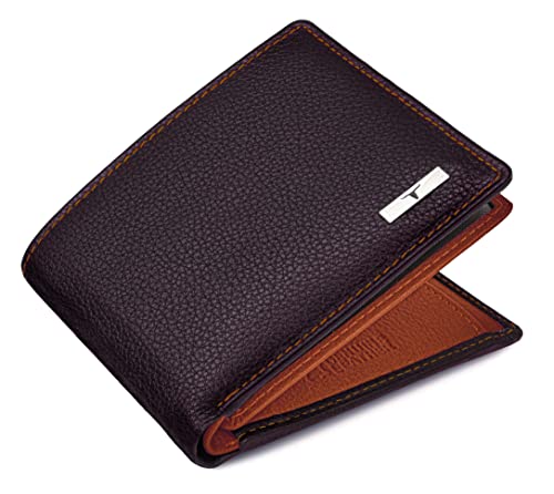 Kyle Leather Wallet for Men, Brown/Orange, Contemporary