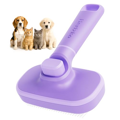 Hertzko Self Cleaning Slicker Brush For Dogs And Cats - Pet Hair Brush For Shedding Long And Short...