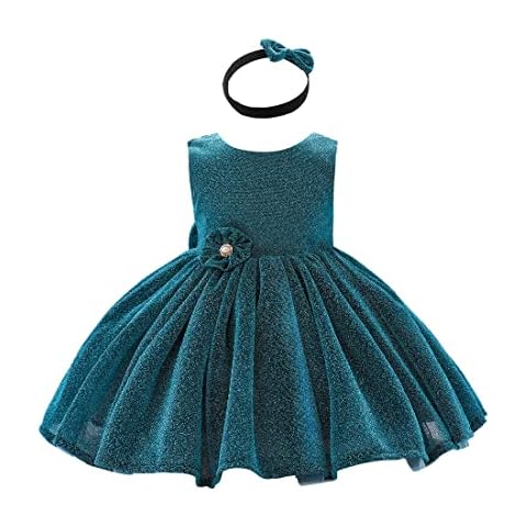 TUIJI Infant Girls Christmas Easter Flower Baby Girl Dress Christening Birthday Wedding Party Ball Gown Dress 12M 18M Lake Blue 80 Cover