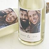 sendmoments Flaschenetikett, Unser schönster Tag, Aufkleber, Sektetiketten, selbstklebend, personalisiert mit Text & Foto zur Hochzeit, Label für Flaschen, als Geschenk, Hochformat, ab 10 Stück