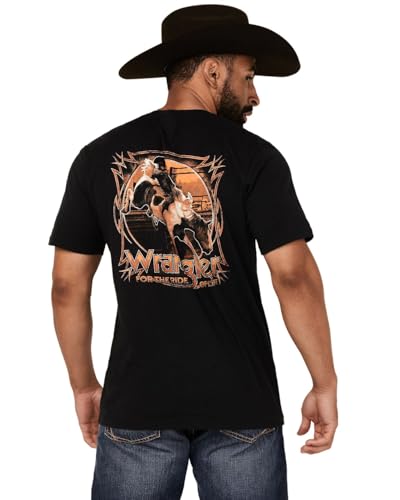 Wrangler Men's Boot Barn Bucking Cowboy Short Sleeve Graphic T-Shirt Black US