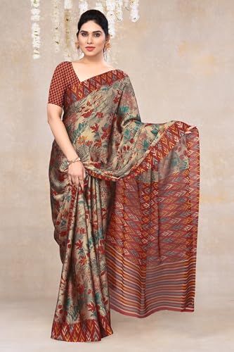 Image of MIRCHI FASHION Saree for Woman Chiffon Floral Printed | Breathable Lightweight Summer Sari for Office and Home Use with Blouse Piece (Available in 20 Colors)
