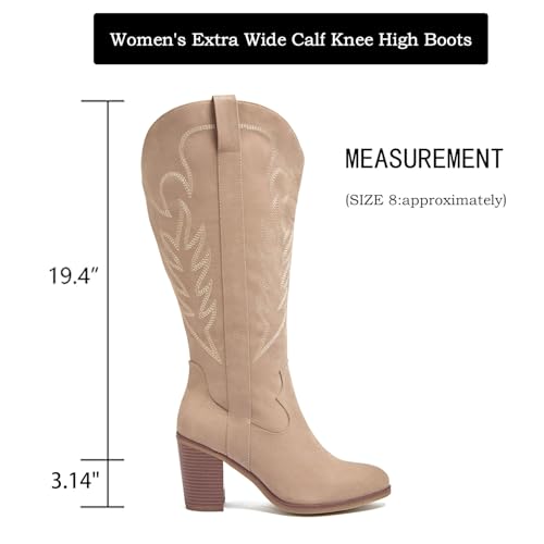 Luoika Women's Extra Wide Calf Cowboy Knee High Boots，Wide Width Cowgirl Boots Chunky Pump Heel Plus Size Western Tall Boots.2