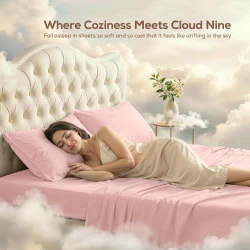 Image of Utopia Bedding Queen Size Sheet Set - 4 Piece Bed Sheets, Soft and Breathable Microfiber, Includes 1 Fitted Sheet, 1 Flat Sheet and 2 Pillowcases - Oeko Tex (Tea Pink)