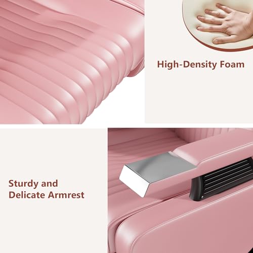 Image of Shampoo Backwash Unit, Barber Backwash Chair, Shampoo Bowl and Chair Set for Salon, Salon Hair Washing Station with Ceramic Shampoo Bowl (Pink)