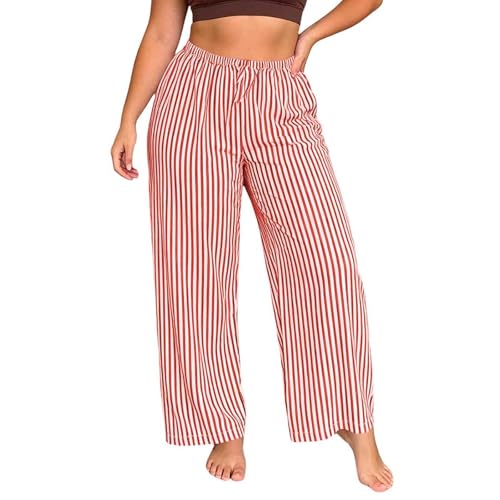 Pantalon de pyjama en coton gaufré unicolore à rayures