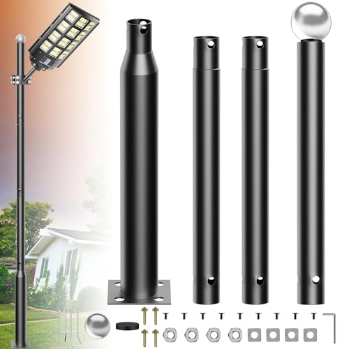 Jadisi Poste de luz de calle de 13 pies de alto, poste de lámpara de calle para luces al aire libre, accesorio de poste de luz solar para patio trasero, calle, patio, parque, estacionamiento, casa