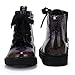 PANDANINJIA Christina Boys Girls Short Ankle Boots Fashion Dress Booties Waterproof Combat Shoes with Zipper for Toddler Little Kid(Black Bright 13 M US Little Kid)