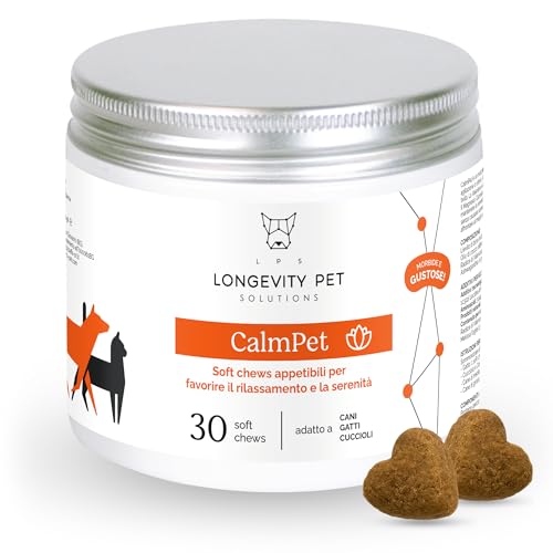 LPS CalmPet – Calmante per Cani Che Abbaiano, Integratore Stress in Soft Chews, Tranquillanti Naturali per Ansia, Temporali e Capodanno – Rilassante per Cani– Longevity Pet