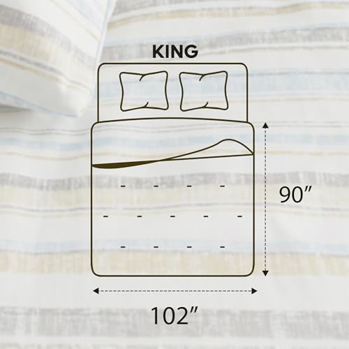 Image of Utopia Bedding 3 Pc King Comforter Set, Printed Comforter, Cottage Stripe | Comforter Set Includes Comforter (90x102) Inches, 2 Shams (20x36) Inches. Soft Microfiber Down Alternative, Machine Washable.