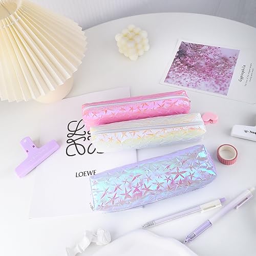 Image of iSuperb 3 Pack Laser Pencil Case Colorful Pencil Pouch Pen Bag Zipper Cosmetic Makeup Pouch (3pcs)
