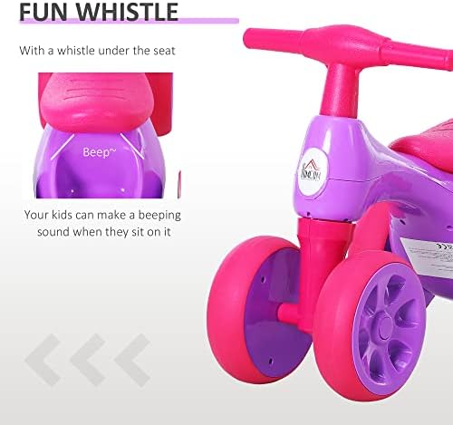 HOMCOM Baby Balance Bike Toddler Training Walker Smooth Rubber Wheels Ride on Toy Storage Bin Gift for Boys Girls Violet Fuchsia
