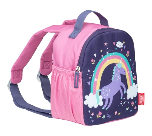 Thermos Isolierte Lunchtasche für Kinder, Einhörner rosa & lila, 4L, Kinderrucksack mit verstellbaren Gurten & Seitenfächern, ideal für Kindergarten und Kita, frei von BPA und PVC