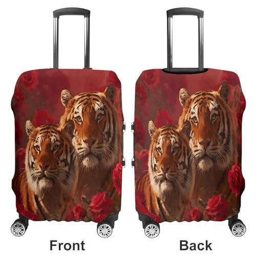 Tiger And Rose Funny Travel Luggage Cover Baggage Suitcase Cover Protector Skins 19-32 Inch3