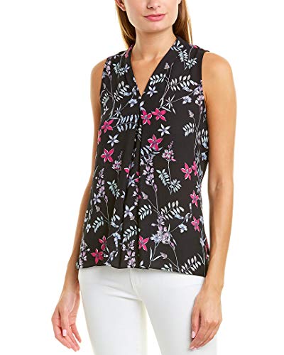 Vince Camuto Womens Blouses Split Neck Floral Print Black XS