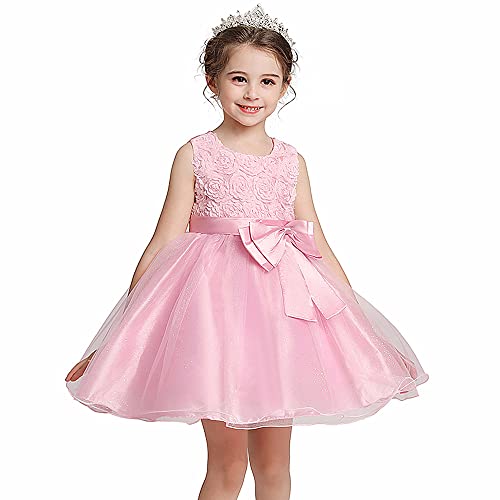 Flower Girls Wedding Party Dress Shiny 3D Lace Tulle Kids Pageant Ball Gown Prom2