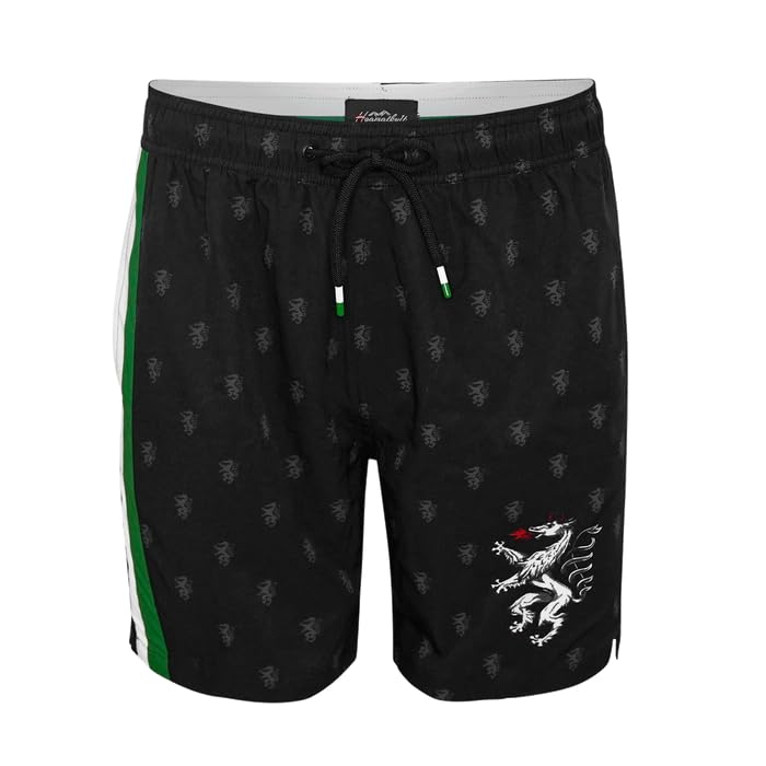 Hoamatkult Steiermark Panther Badehose Schwarz - Herren Badehose mit Steirischer Panther Design, Schnelltrocknendes Material, Elastischer Bund, Bequemer Sitz
