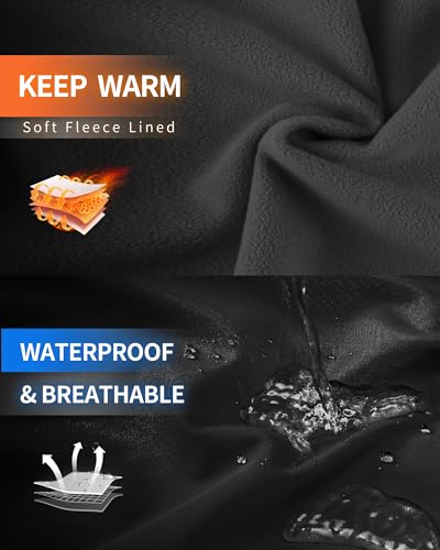 Outdoor Ventures Damen Softshelljacke Wasserdichte Fleece Gefütterte Winterjacke Atmungsaktive Übergangsjacke Winddichte Funktionsjacke mit Kapuze Schwarz 3XL