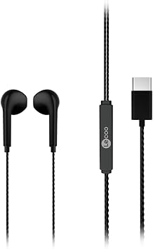 Lecoo EH104 Wired In-Ear Headset with Type-C Input Microphone - Sturdy Cable Structure, Sound Adjustment Panel, Stereo HD Microphone, Universal Compatibility for Sports Business, Gaming, In-Ear Headphone Black