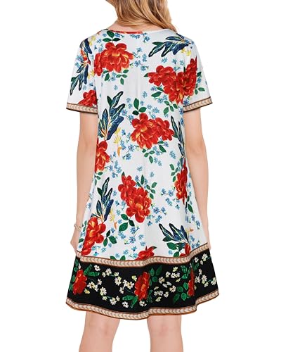 Image of JOLIGAL Summer Dresses for Women Casual Short Sleeve Sundress Scoop Neck Beach T Shirt Dress with Pockets 2026