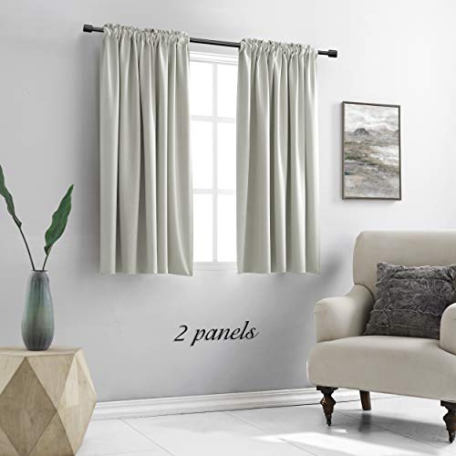 Image of DONREN 45 Inch Curtains Light Gray Blackout Curtains - All Season Thermal Insulated Rod Pocket Blackout Curtain Panels for Kids Room,2 Panels