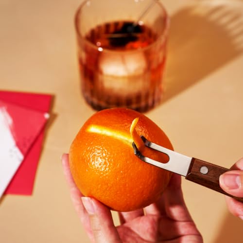 Image of Viski Channel Knife, Citrus Zester and Orange Peeler Tool, Walnut Wood and Stainless Steel Bar Tool for Cocktail Garnishes, Perfect for Home Bars, Craft Cocktails and Bartender Gifts, Set of 1