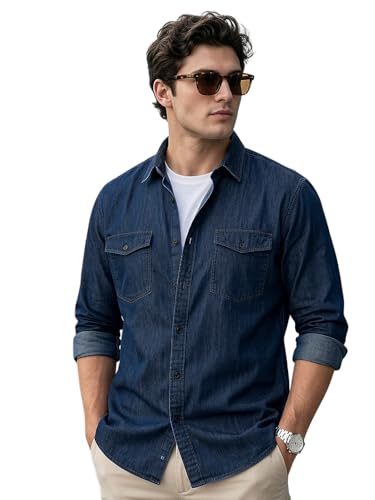 Image of Urbano Plus Men's Full Sleeve Regular Fit Casual Denim Shirt