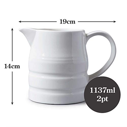 WM Bartleet & Sons 1750 T37 Porcelain Traditional Churn Jug 2 Pints-White