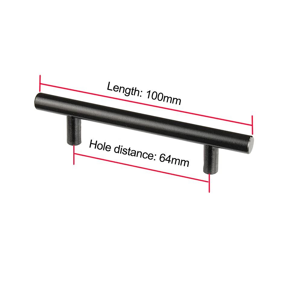 ANSIEDIO Kitchen Cupboard Handles Black - 6 Pack Stainless Steel T Bar Cabinet Handles 64mm, Hole Centre 64mm - Image 2