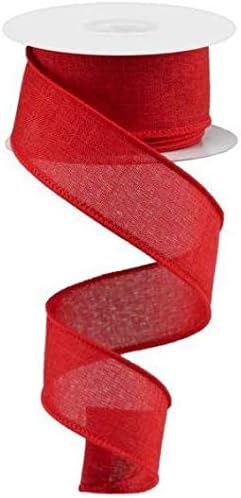 1.5 X 50yd Red Wired Denim Ribbon