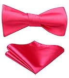 pajarita color fucsia 【Diseño Jacquard】 Diseño elegante, color sólido clásico. Hecho a mano para una calidad suprema. Cómodo de llevar y duradero. La pajarita de color liso con un pañuelo de bolsillo a juego combina muy bien con camisas y esmoquin.