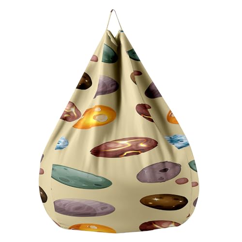 Fasbuy Estampado de Adoquines Puff, 3D Puff Gigante sin Relleno con Asa, Salon Bean Bag para Almacenaje, Puf Sofa para Adultos Niños Exteriores Interiores (Caqui,L)