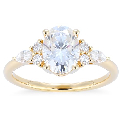 1.4 CT Moissanite Rings for Women, Oval Cut Moissanite Engagement Rings 925 Sterling Silver Ring Moissanite Wedding Bands for Women Promise Ring for Her Size 3-10