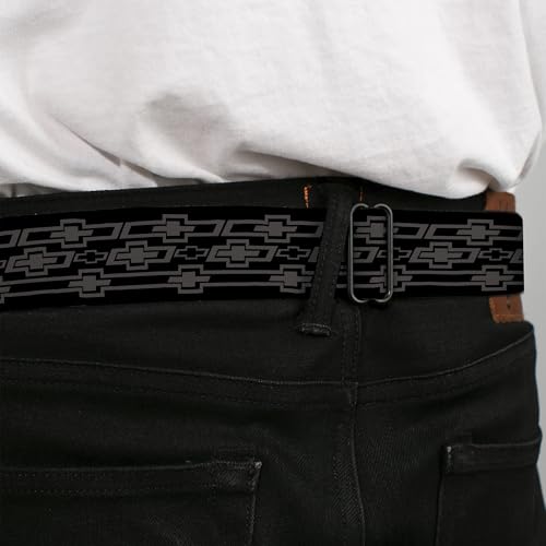 Buckle-Down Seatbelt Belt - Retro Chevy Bowtie Monogram Black/Gray - 1.0" Wide - 20-36 Inches in Length4