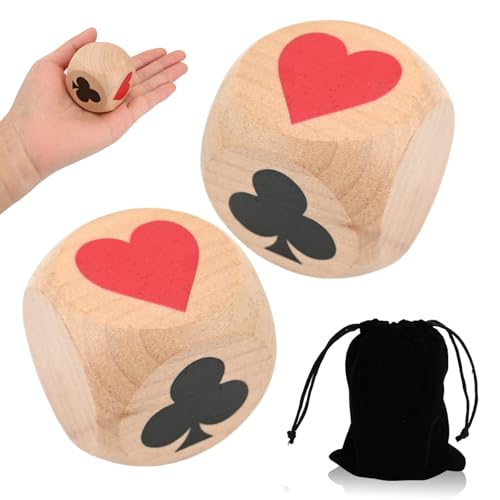 Large Trump Marker Dice Set 1.57 1pcs Wooden Euchre Cube with Black Velvet Storage Bag Trump Indicator for Euchre Pinochle Bridge Poker and More Great Gift for Card Game Enthusiasts (1)