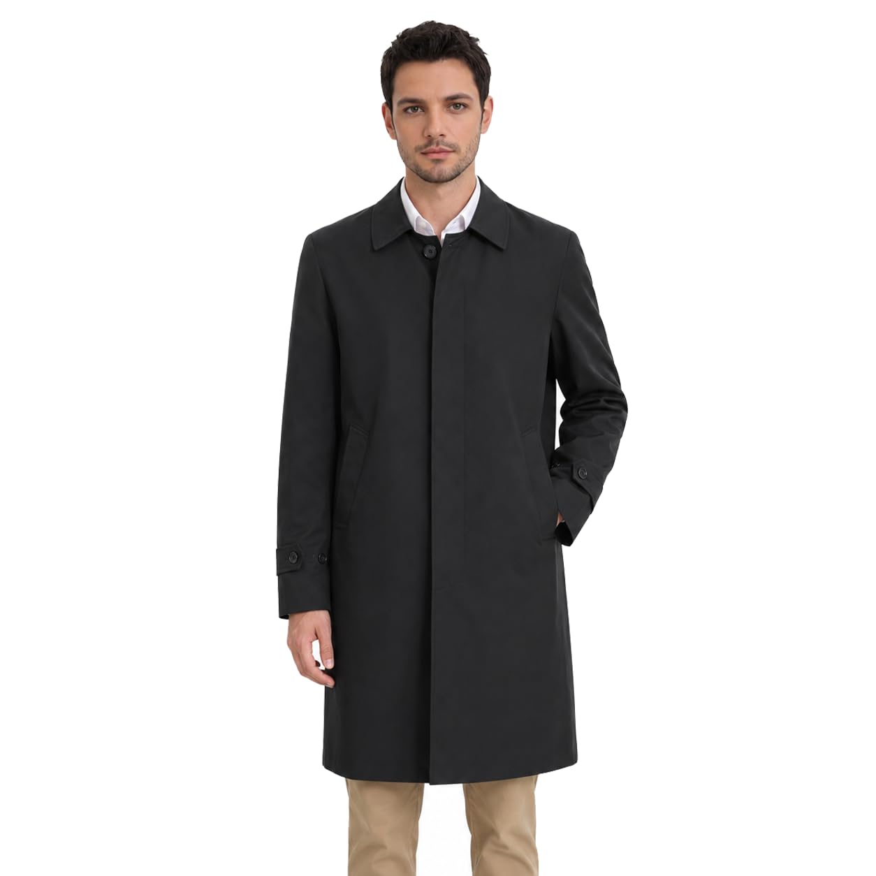 Allthemen Herren Trenchcoat Einreihig Lang Mantel Herbst Elegant Jacke Leichte Freizeit Übergangsjacke Business Casual