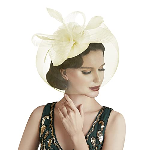 Bibi de Mariage Élégant avec Voilette - Chapeau Fascinant pour Mariée, Soirée, Cocktail - Pince...