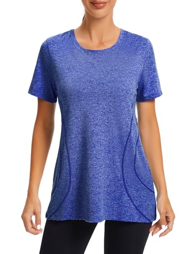 Image of Cucuchy Womens Yoga Tops Flowy Fitness Workout Shirts Short Sleeve Activewear