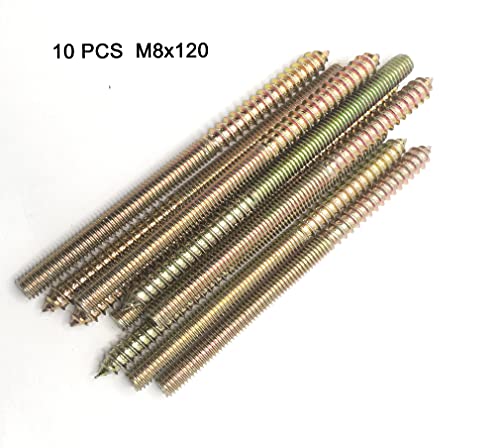 Image of Hanger Bolt M8x120 Double Headed Bolt Self-Tapping Screw for Furniture 10Pcs
