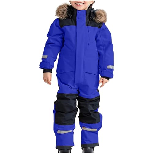 Snowsuit Children's Boys Ski Suit Thermal Ski Overall Winter Warm Snow Overall Windproof Winter (Blue-A, 10-11 Years)