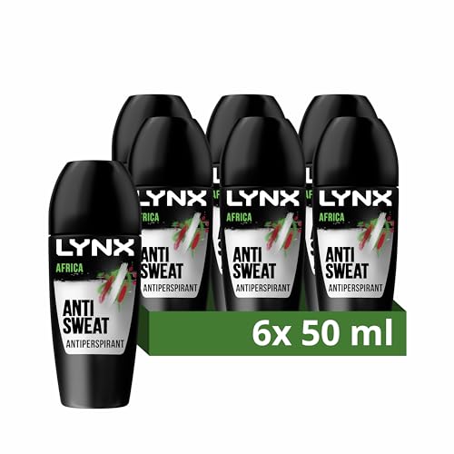 Lynx Africa Antiperspirant Roll On 2x faster* drying deodorant for 48 hours of sweat protection 6x 50 ml