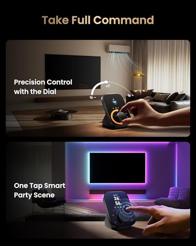 Image of SwitchBot Hub 3 (3rd Gen) Smart Home Command Center: Screen + Physical Dial, IR Remote Hub for TVs /ACS, Temp /Humidity Sensor (±0.2C), Matter Bridge, Bluetooth 200m, Works on 2.4GHz WiFi