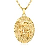 XIXLES Collar con colgante de plata de ley 925 con medalla de San Patrón, joyería religiosa para hombres y mujeres con cadena de acero inoxidable 316L y caja de regalo, L, Plata esterlina, No es una